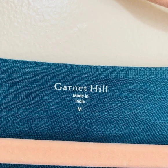 Garnet Hill Teal V-Neck Eyelet-Sleeve Peasant Blouse size medium - Picture 2 of 7